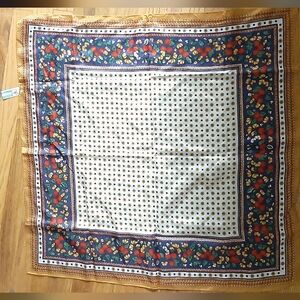 Vintage 100% Assiate Scotchgard Scarf With Golden Border